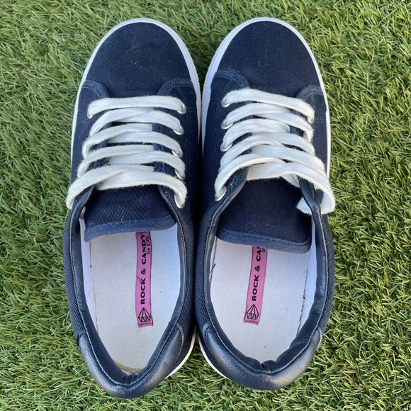Rock And Candy “Shout” Platform Canvas Sneakers Blue/White Women’s Size 7 - Picture 6 of 12
